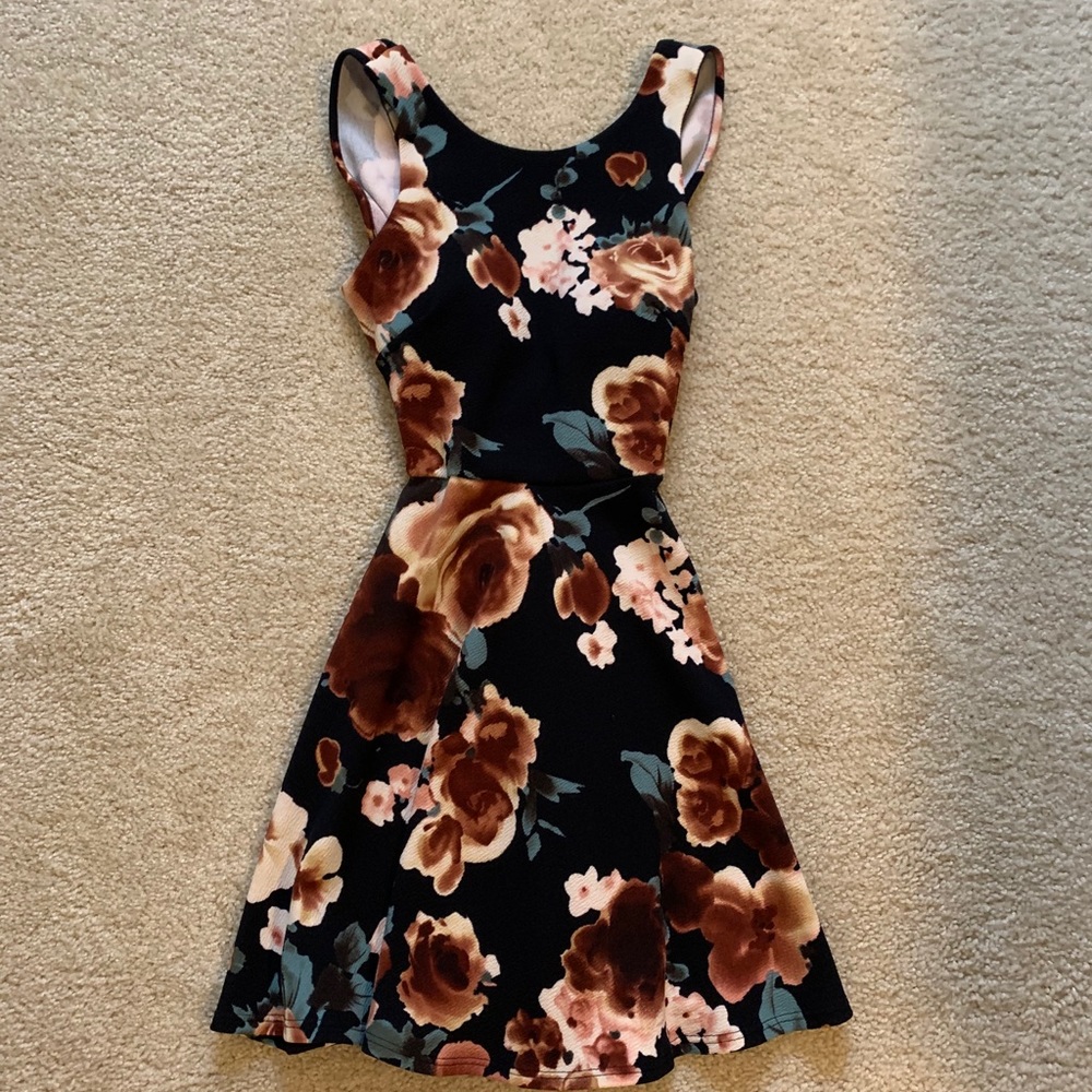 Cross Back Floral Dress